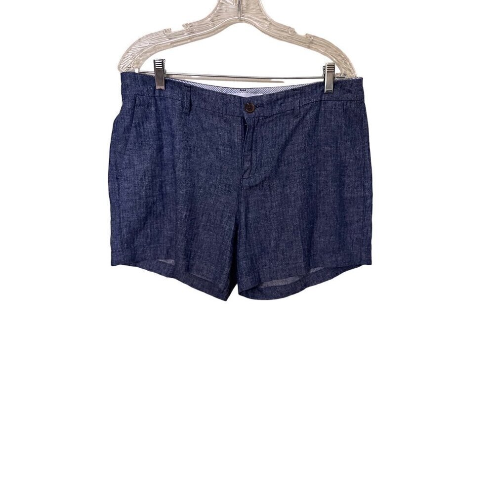 Old Navy Womens  Linen Blend Everyday Shorts Size 12‎ Blue Beachy Boho Lagenlook